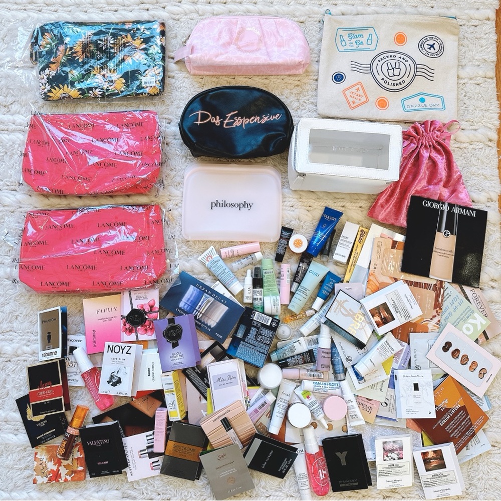 130pcs NEW Cosmetic Bags & Makeup, Fragrance, Skincare, Haircare Samples!